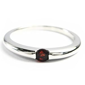 【クリックで詳細表示】シンプルビューティー シルバー(プラチナコーティング)リング(指輪) 重ね付に◎ 1月誕生石ガーネット 5号