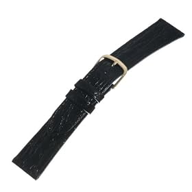【クリックで詳細表示】TOPMOA (トップモア) 時計バンド 牛 (ワニ型押) 黒19mm 03255