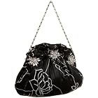 Jessica McClintock Floral Satin Pouch Clutch