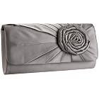 Magid Satin Clutch with Flower Accent