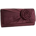 Magid Satin Clutch with Flower Accent