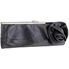 Magid Satin Clutch with Flower Accent