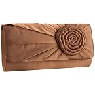 Magid Satin Clutch with Flower Accent