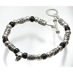 【クリックで詳細表示】ReiZ シルバー925製スカル＆ローラービーズ BS1070