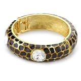 Kenneth Jay Lane Brown And Crystal Animal Print Bracelet With Crystals