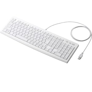 【クリックで詳細表示】ELECOM メンブレン式キーボード 112キー USB スタンダードサイズ ホワイト TK-FCM007WH
