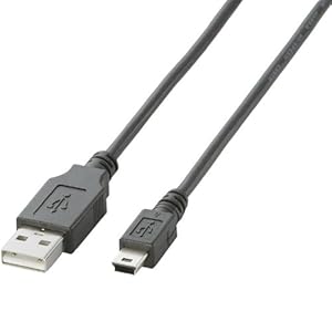 【クリックで詳細表示】ELECOM USB2.0ケーブル A-miniBタイプ ノーマル 1m ブラック U2C-M10BK