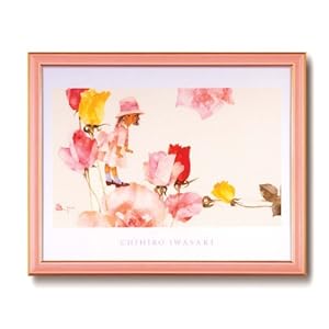 【クリックでお店のこの商品のページへ】いわさきちひろ大衣ポスター額 1306040・花と少女 1204al