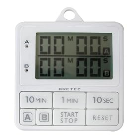 DRETEC ��̎��Ԃ�ݒ�\ 2�A���^�C�}�[ �_�u���^�C�}�[ �z���C�g T-177WT