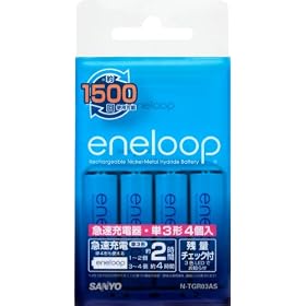 SANYO NEW eneloop �d�r�c�ʕ\���@�\�t���}���[�d��(�P3�`4�Z�b�g) N-TGR03AS