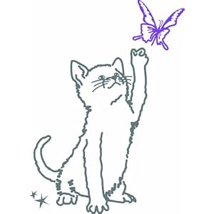 【クリックで詳細表示】ミミ・ルゥ 子猫と蝶 グレイ＆パープル ART0016