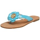 yellow box plum turquoise flower patent sandal flip flop
