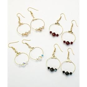 【クリックで詳細表示】ひっかけリングトリプルストーンピアス ブラック