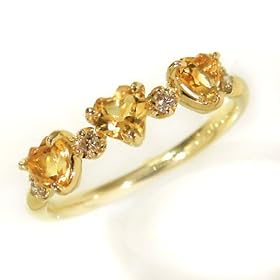 【クリックで詳細表示】carino ハートモチーフ 0.60ct シトリン ダイヤモンドリング K18 ホワイトゴールド(サイズ15.5号) 【ピンキーリング対応・刻印無料】： ジュエリー通販