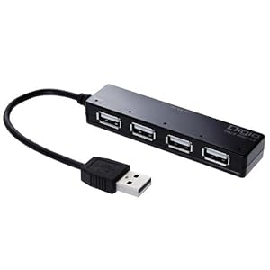 【クリックで詳細表示】Digio2 4ポートUSB2.0ハブ バスパワー ブラック USBコネクタを抜き差し無しで手元でON・OFF独立スイッチ付 UH-2254BK