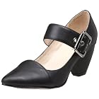 ALL BLACK Women's Buckle Strap Mid Heel