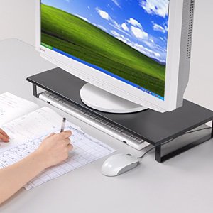 【クリックで詳細表示】モニター台 キーボード収納可能 ディスプレイスタンド 大型液晶モニター対応モデル ブラック 100-MR013BK