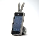 ふさふさ尻尾が可愛いうさぎ！！ iPhone4 rabito ラビットラバーケース (クリアブラック)