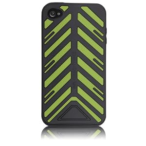 Case-Mate iPhone 4 Vroom "Torque" Case with Screen Protector, Black/Green ブルーム "トルク" シリコンケース (液晶保護シート つき) ブラック/グリーン CM011808