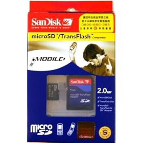 SanDisk 2GB microSD�J�[�h SD�A�_�v�^�t �p�b�P�[�W�i
