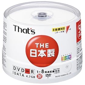 That's �f�[�^�pDVD-R�v�����^�u�� 4.7GB 8�{�� 50������ DVD-R 47WPYSBA