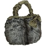 [カシュカシュ] cachecache フェイクファーリボンハンドル丸底バッグ