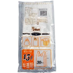 【クリックで詳細表示】手さげ袋 15L 半透明 30枚入 CG-10