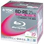 TDK �^��p�u���[���C�f�B�X�N BD-RE 25GB 2�{�� �z���C�g���C�h�v�����^�u�� 20���p�b�N BEV25PWA20K