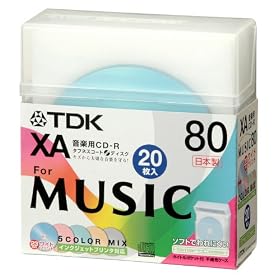 TDK ���y�pCD-R ���{�� 5�F�J���[�~�b�N�X���C�h�v�����^�u�� �X�}�[�g�P�[�X+�s�D�z�P�[�X���� 20���p�b�N CD-RXA80CPWX20FS