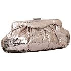SR SQUARED By Sondra Roberts Metallic Snake Print Clutch