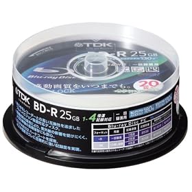 TDK �^��p�u���[���C�f�B�X�N 25GB BD-R(1��^��p) 4X �z���C�g���C�h�v�����^�u��
