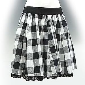 (�t�H�[�G�o�[21)FOREVER21 �����[�X�`�F�b�N���X�J�[�g [lace hem plaid skirt] �z���C�gX�u���b�N S ���s�A���i