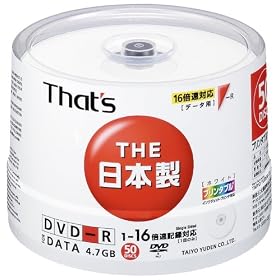 ���z�U�d�� That's DVD-R�f�[�^�p 16�{��4.7GB �v�����^�u�� �X�s���h���P�[�X50���� DR-47WPY50BN