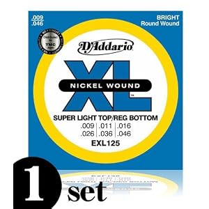 【クリックで詳細表示】D’Addario ダダリオ エレキギター弦 ニッケル SuperLight Top/Regular Bottom .009-.046 EXL125 【国内正規品】： 楽器・音響機器