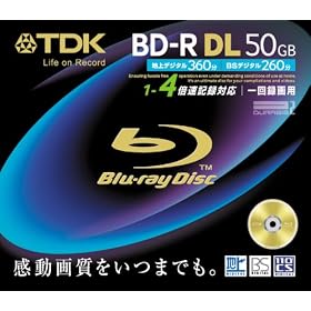 TDK �^��p�u���[���C�f�B�X�N 50GB BD-R(1��^��p) 4X �m�[�}�����[�x�� 10mm�P�[�X �P�i BRV50B1S