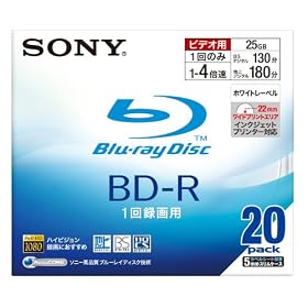 SONY �u���[���C�f�B�X�N �^��p BD-R �ǋL�^ 1�w 4�{�� 25GB 20���p�b�N �z���C�g���C�h�v�����g�G���A�̗p 20BNR1VBPS4