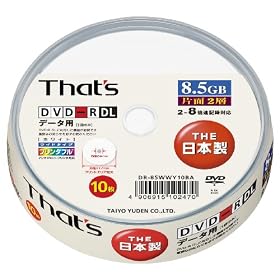 ���z�U�d�� That's DVD-R�f�[�^�p 8�{��8.5GB �Ж�2�w���C�h�v�����^�u��