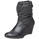 ALL BLACK Wedge Bootie Kid Cruch Bootie W/Wedge