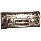 SONDRA ROBERTS NEW YORK Metallic 'Croco' Buckle Clutch