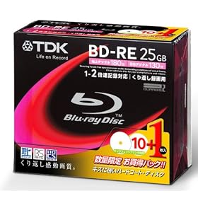 TDK ���ʌ��� �^��p�u���[���C�f�B�X�N BD-RE 25GB 1-2�{���Ή� �z���C�g���C�h�v�����^�u�� 11������(10+1��) 5mm�P�[�X BEV25PWA11SP