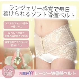 【クリックで詳細表示】レーシーW骨盤ベルト ベージュ S-M