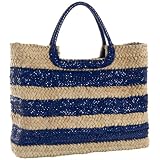 Magid Fancy Stripe Straw Tote