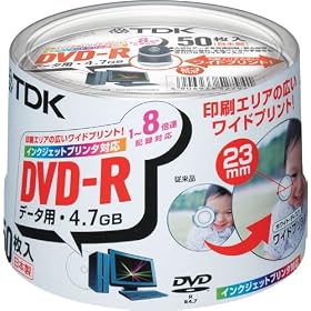 TDK DVD-R�f�[�^�p 1-8�{���Ή��z���C�g�v�����^�u��(���C�h)50���p�b�N[DVD-R47PWDX50PK]