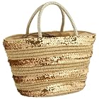 [カシュカシュ] スパンコールボーダーペーパーカゴバック