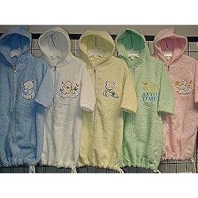 Baby Layette Cotton Terry Hooded Zipper Embroidery Bundler Robe