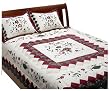 100% Cotton Green Vine King Quilt Set with Sham