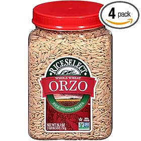 RiceSelect Orzo Whole Wheat Pasta, 32-Ounce Jars (Pack of 4)