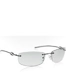 Gucci silver rimless metal sunglasses with sky blue lenses