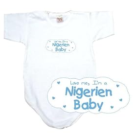 BABY BODYSUIT WHITE " LIGHT BLUE CLOUD LOVE ME , I'M A NIGERIEN " NIGER