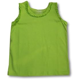 Toddler Girls Lime Lycra Tank With Double Ruffle Edge by Globaltex